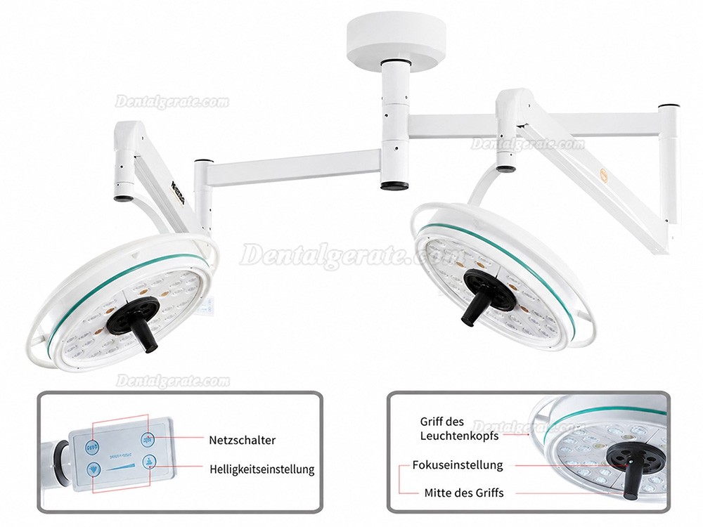 216W LED-OP-Untersuchungslicht mit zwei K&ouml;pfen und schattenloser Lampe KWS KD-2072B-2